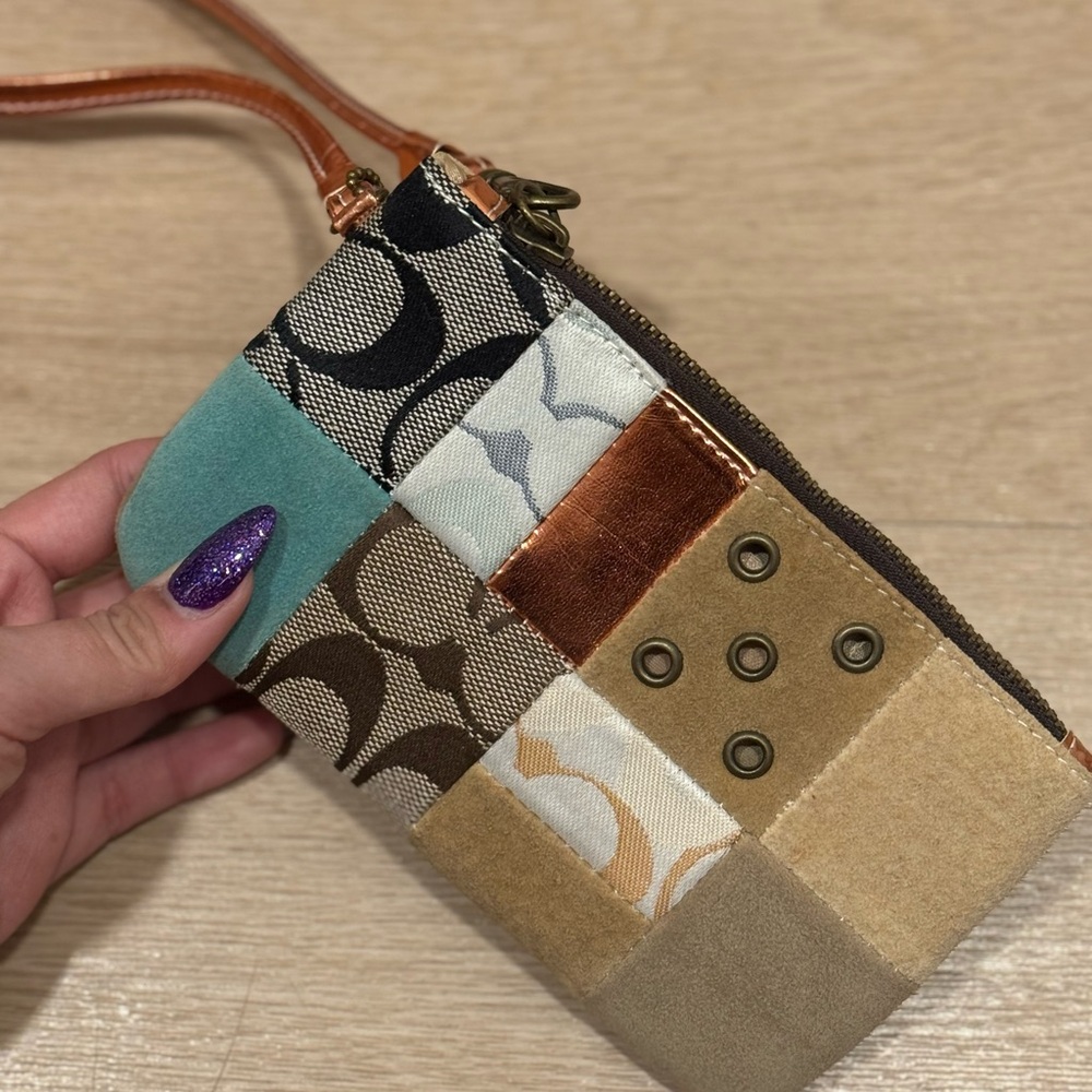 Rare Coach Wristlet Suede Patchwork Multi-color T… - image 2